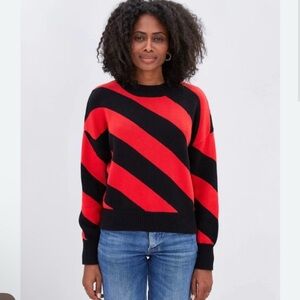 Clare V Red and Black Diagonal Stripe Sweater